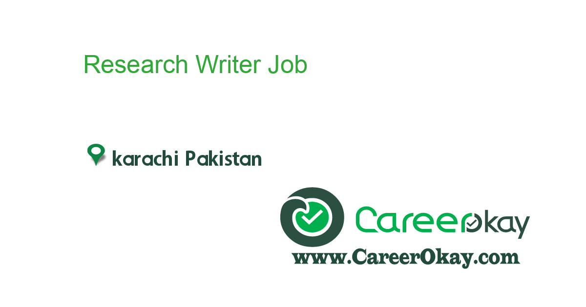 research writer jobs in karachi